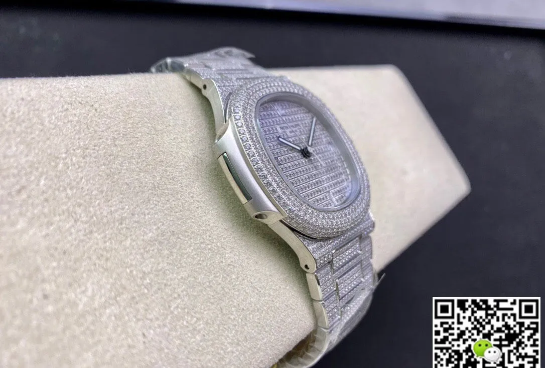 Patek Philippe Nautilus 5719 10G-010 PPF Factory 1:1 Best Edition Replica Watch V4 Silver Diamond Swiss Cal.324 SC